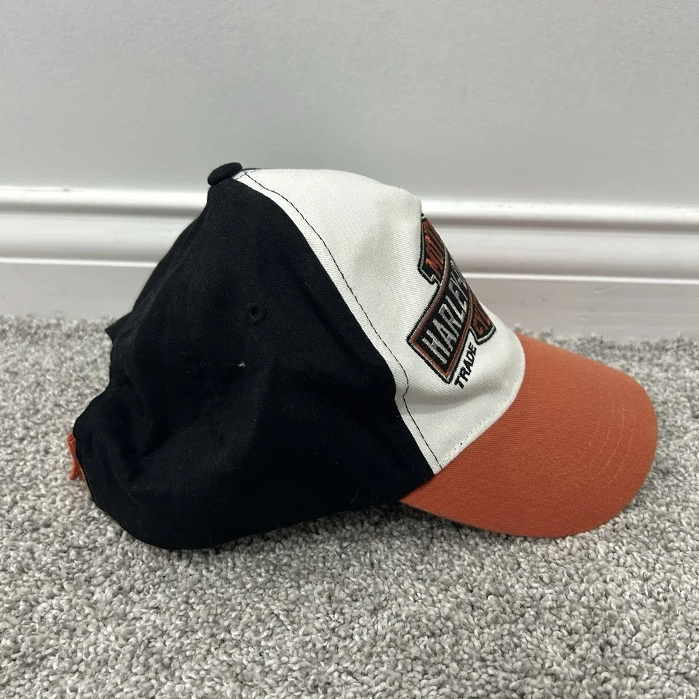 Harley Davidson Motor Cycles Adjustable Boys Hat Black/White/Orange - Picture 2 of 8